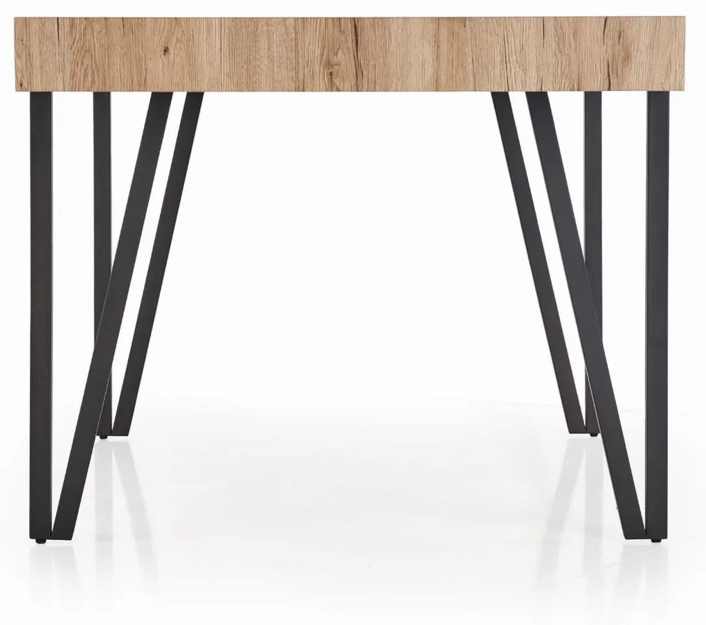 YOHANN stół dąb san remo / czarny loft, 170/90/76 cm 6 osobowy prostokątny