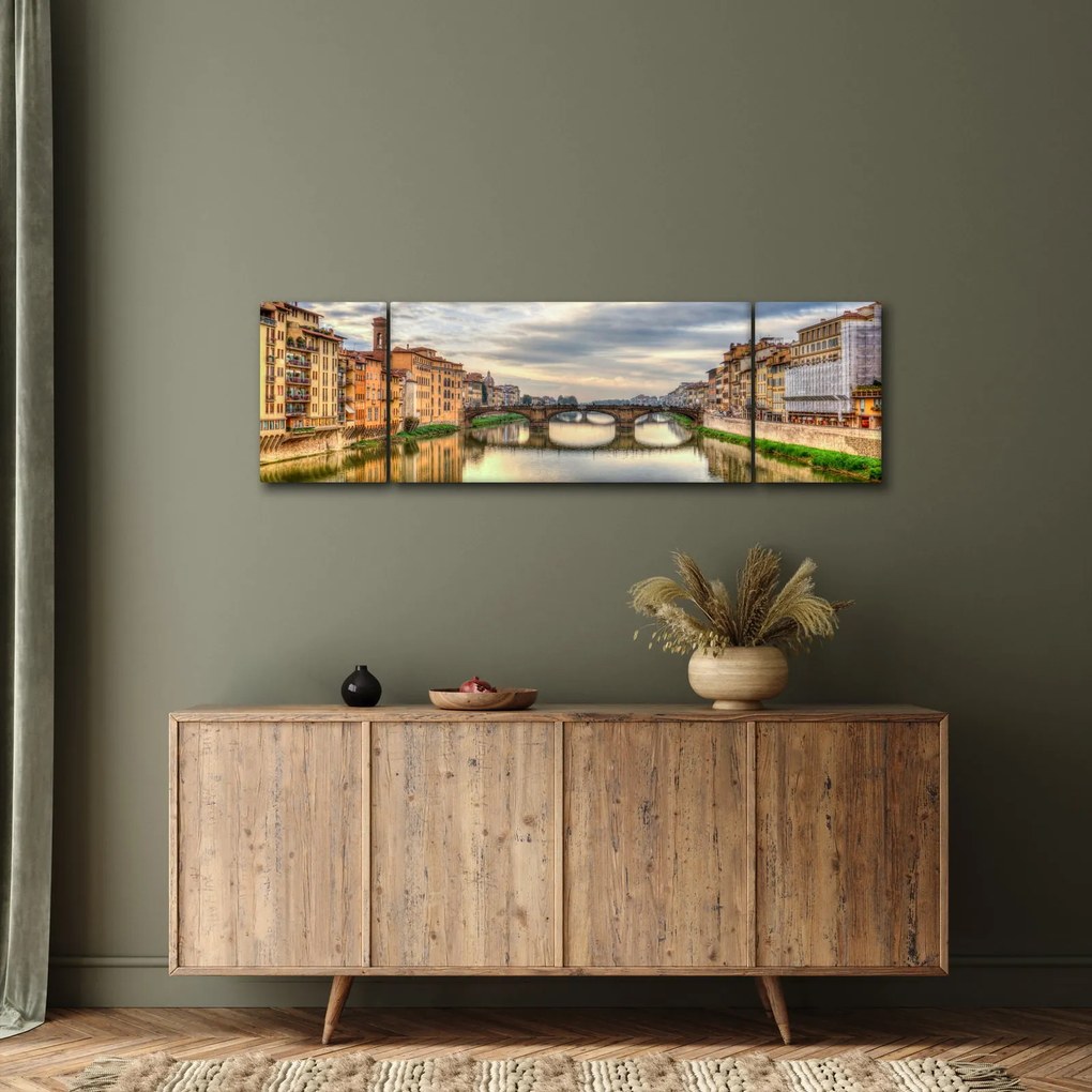 Obraz miasta z rzeką (170x50 cm)