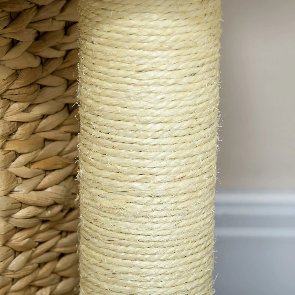 PawHut Drapak dla Kota z Jaskinią, Platformą do Leżenia, Kulą do Zabawy, 45x40x74cm, Beżowy