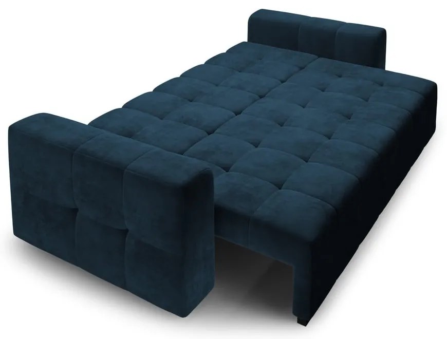 Ciemnoniebieska aksamitna rozkładana sofa Milo Casa Luca