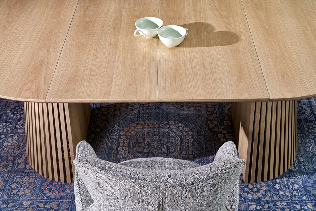 Stół Okrągły do jadalni rozkładany MDF kolor naturalny 120-210/120/77 cm FARGO