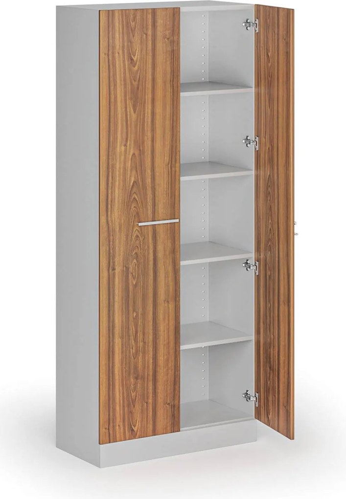 Metalowa szafa z drewnianymi drzwiami, demontowana, 1950 x 800 x 400 mm, orzech