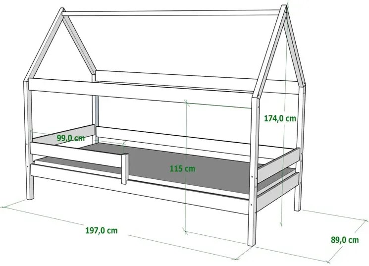 Różowe łóżko domek w stylu skandynawskim - Cubis 3X 190x80 cm