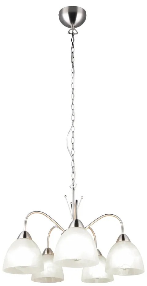 Lampa wisząca w biało-srebrnym kolorze ze szklanym kloszem ø 53 cm Dobby – Trio