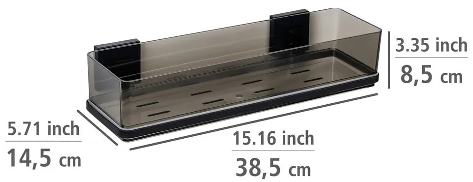 Czarna samoprzylepna plastikowa półka łazienkowa Quadro – Wenko