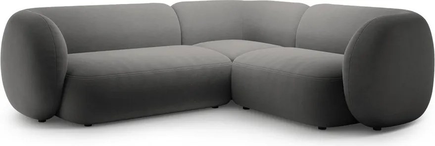 Ciemnoszary aksamitny narożnik (prawostronny/w kształcie litery L) Kate – Micadoni