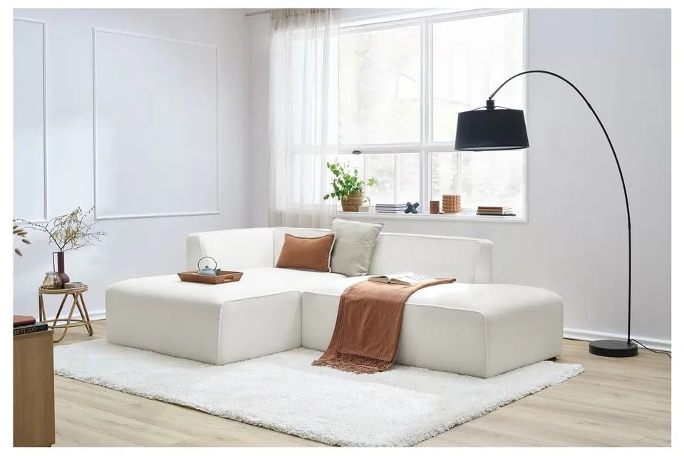 Biały narożnik modułowy z materiału bouclé (lewostronny/w kształcie litery L) Megeve – Bobochic Paris