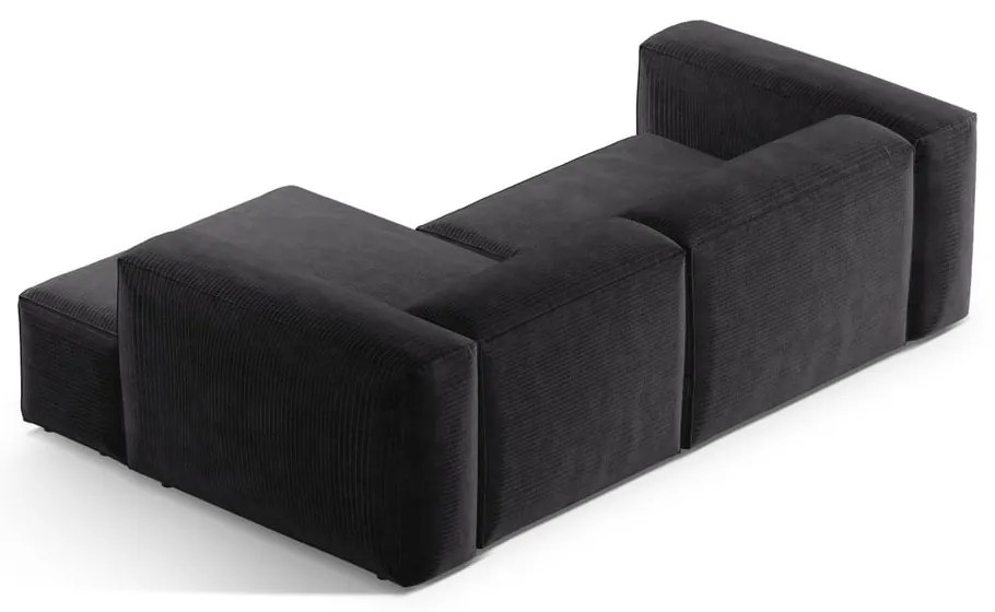 Ciemnoszary sztruksowy narożnik (prawostronny/z szezlongiem) Bergamo – Cosmopolitan Design