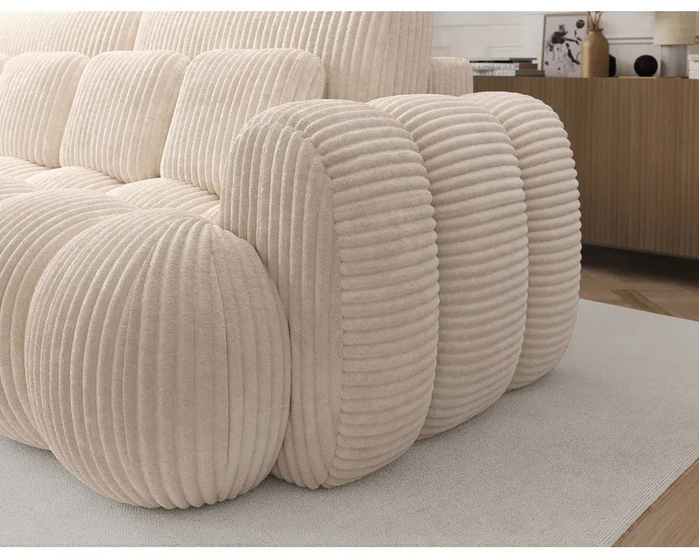 Beżowa sztruksowa rozkładana sofa 256 cm Cotonn – ELTAP