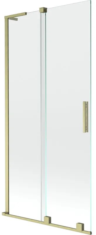 Mexen Velar L parawan nawannowy 2-skrzydłowy rozsuwany 90 x 150 cm, transparent, złoty szczotkowany - 896-090-003-01-55