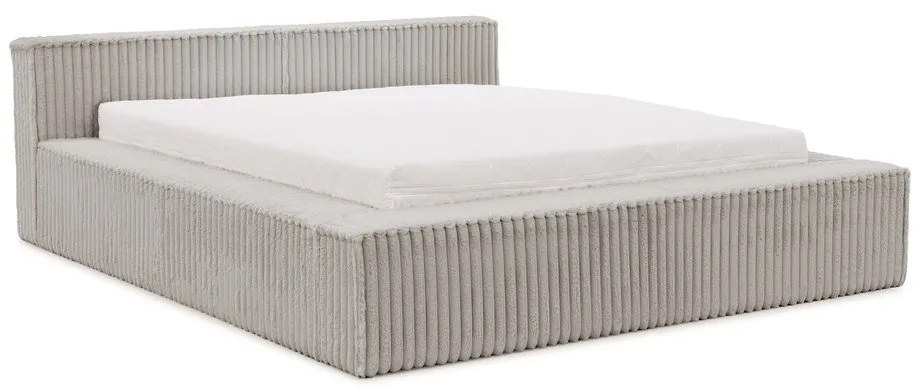 Szare tapicerowane łóżko dwuosobowe ze schowkiem i stelażem 140x200 cm Cloe – Ropez