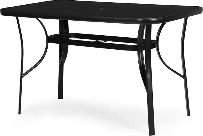 Stół ogrodowy Torello 094, 120x70 cm - czarny, z otworem na parasol