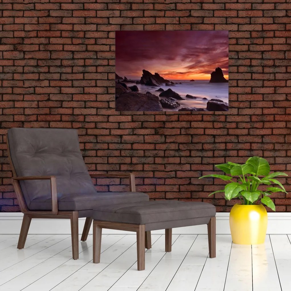 Obraz zachodu słońca na wybrzeżu (70x50 cm)