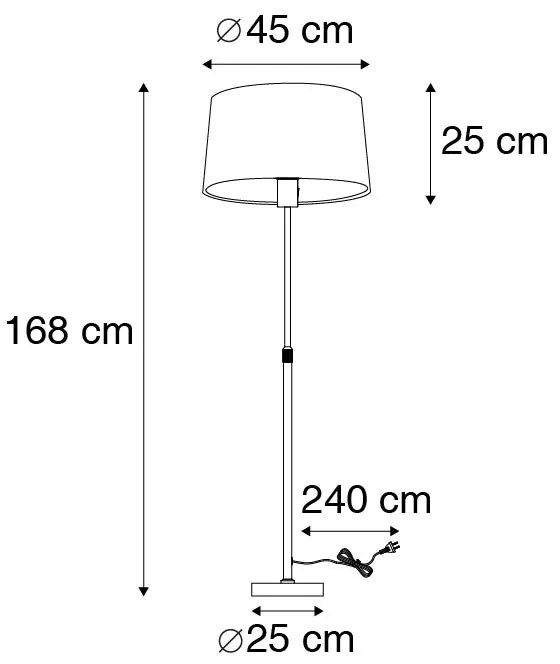 Lampa stojąca stalowa z białym kloszem 45 cm regulowana - Parte Nowoczesny Oswietlenie wewnetrzne