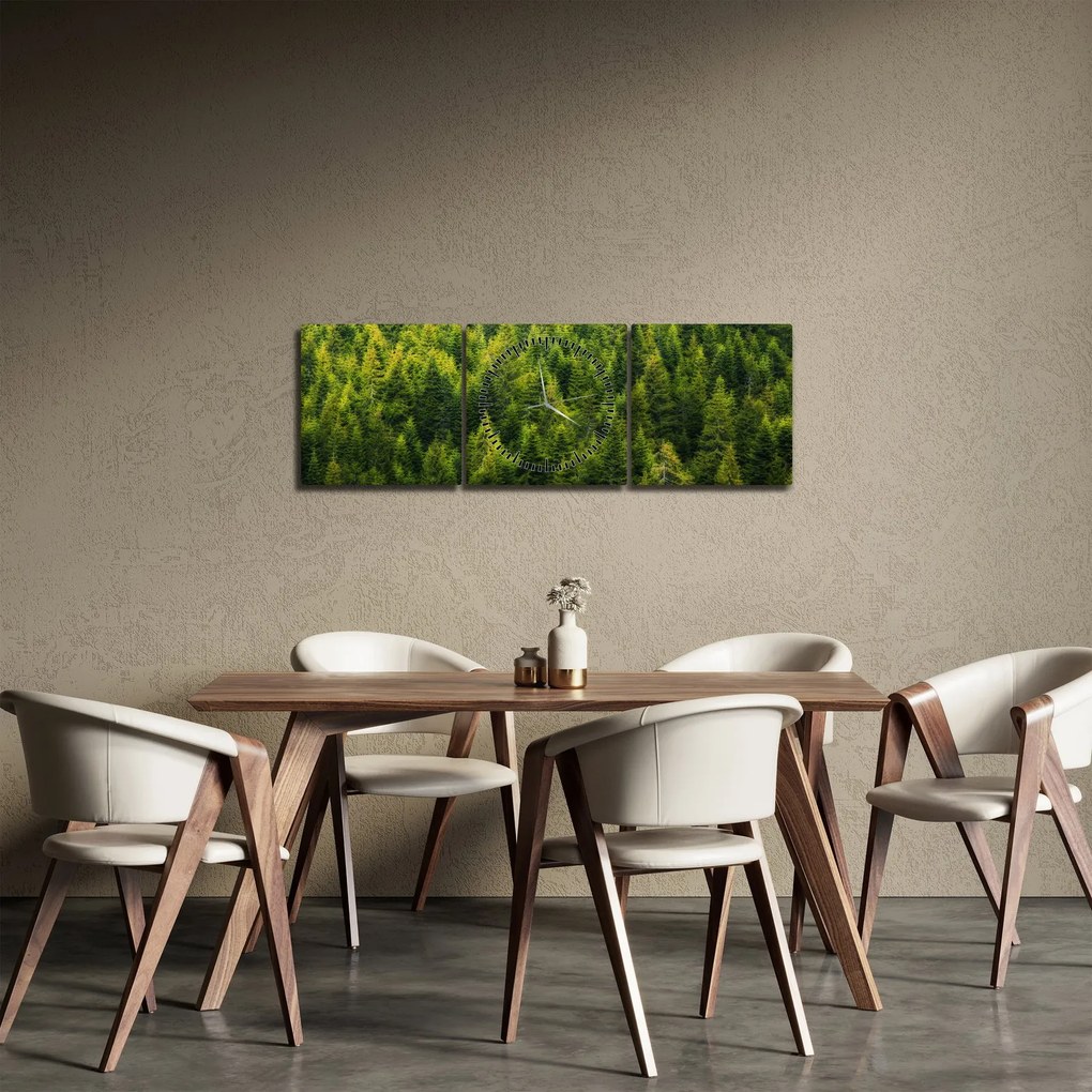 Obraz - Gęsty las (z zegarem) (90x30 cm)