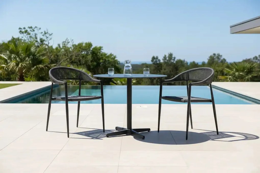 Krzesło Ogrodowe Antracyt 56x60x78 cm Plecione Ręcznie Sznurki Nowoczesne