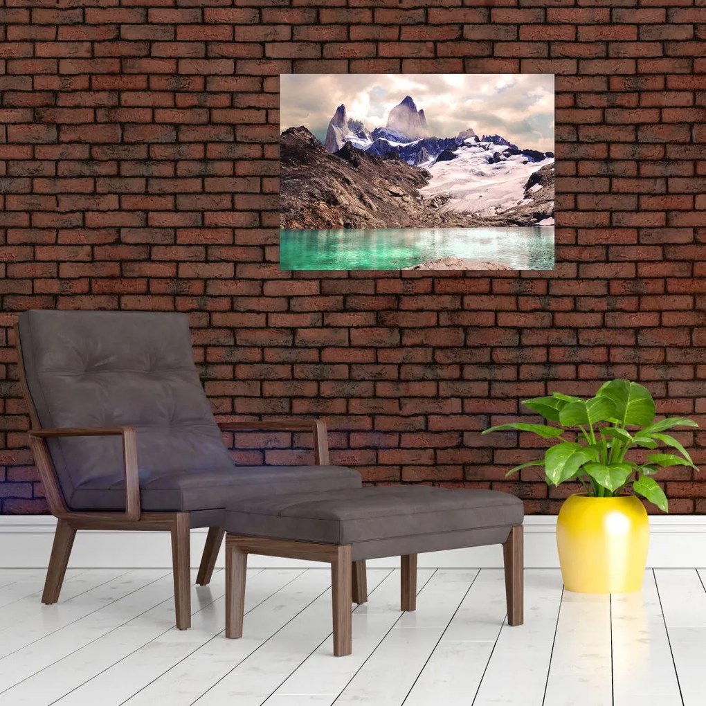 Obraz na szkle - górskie jezioro (70x50 cm)