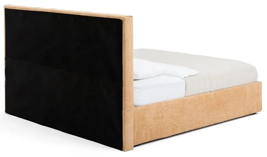 Tapicerowane łóżko dwuosobowe z miejscem do przechowywania z materacem i siatką 180x200 cm w kolorze musztardowym Thessa Bold Line - Bonami Selection