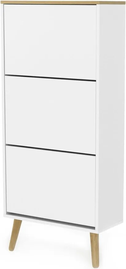 Biała szafka na buty z nogami z drewna dębowego Tenzo Dot