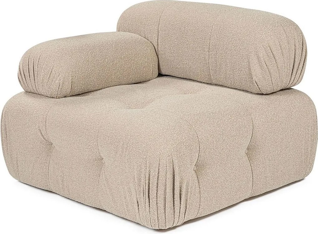 Elegancki fotel 1-osobowy, kolor brzoskwiniowy, 100 cm x 100 cm x 80 cm | Konstrukcja z drewna bukowego i płyty wiórowej, 100% poliester, pianka DNS 28 | Design