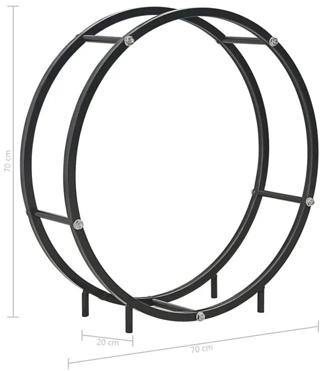 Czarny okrągły stojak na drewno kominkowe F8-B20