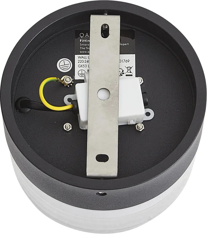 Designerski kinkiet czarny ze szkłem opalowym IP44 - Michele