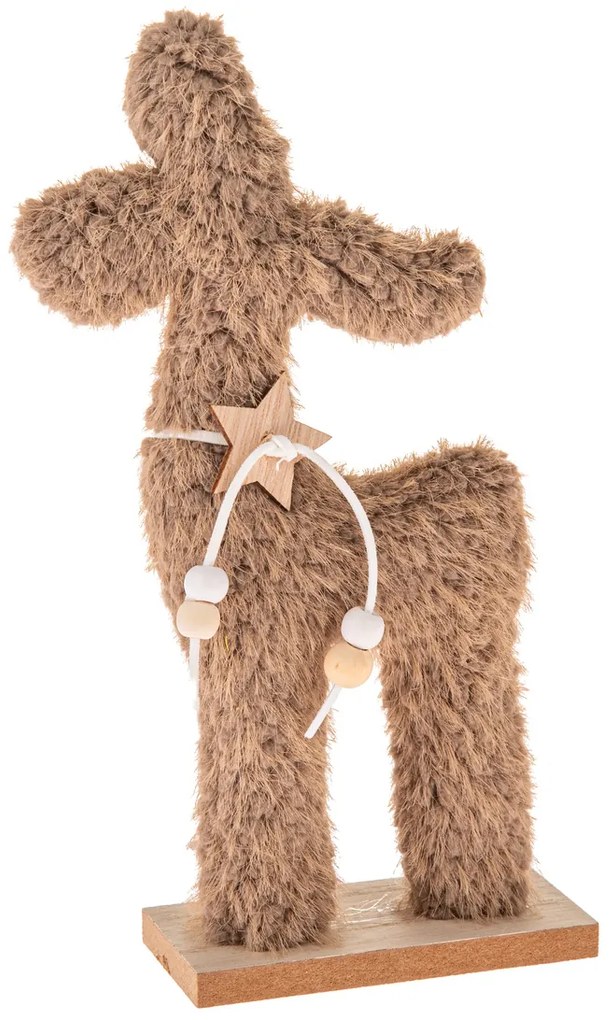 Dekoracja świąteczna Renifer tekstylny 23 cm, włochaty polar