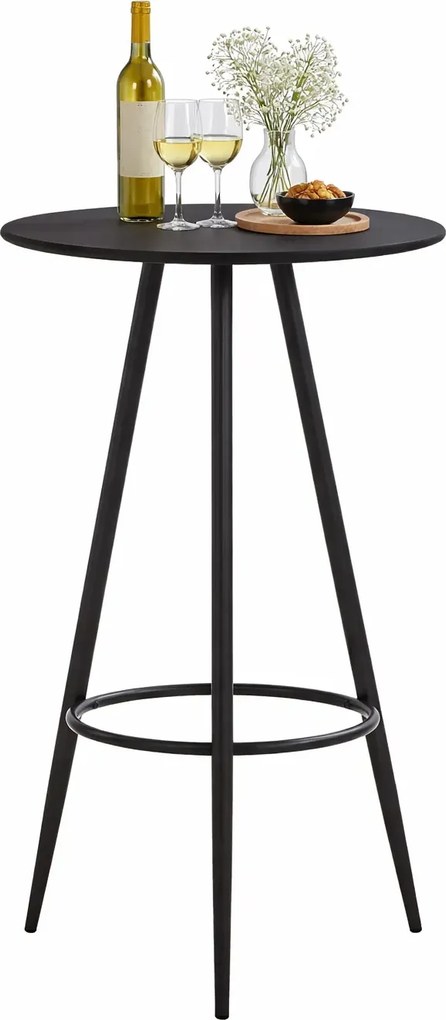 Wysoki Okrągły Stolik Barowy, Kawowy Kolor Czarny B0-G97