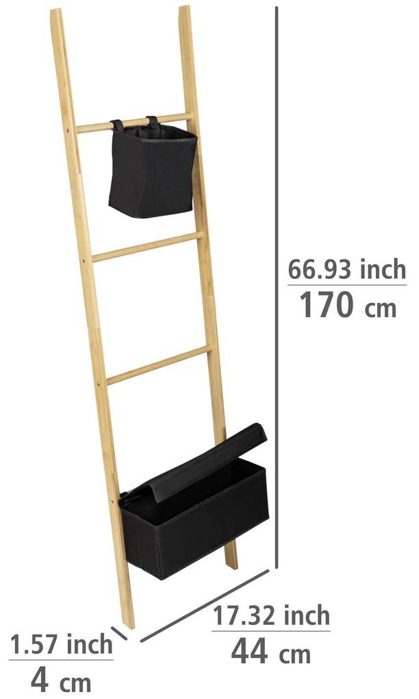 Wieszak na ręczniki, drabina z 2 przegródkami, bambus, Ecori, WENKO