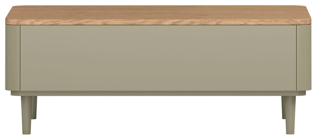 Stolik kawowy Elivo 100 cm z szufladami na nóżkach - eukaliptus / dąb baltic dune