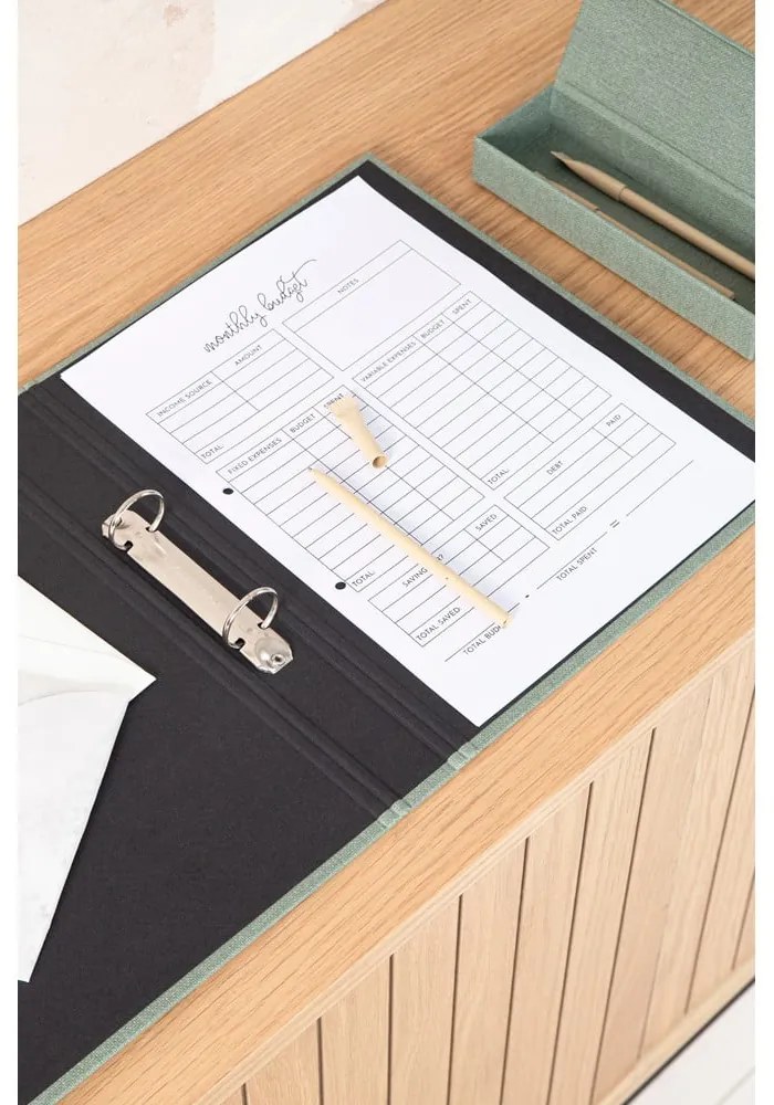 Zielony kartonowy organizer Ringo Canvas Paper Laminate – Bigso