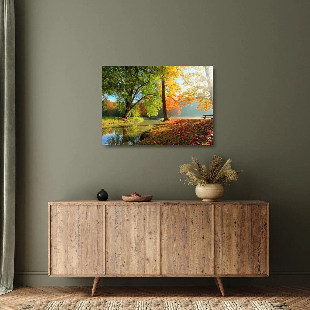 Obraz na szkle - Spokojny jesienny krajobraz (70x50 cm)