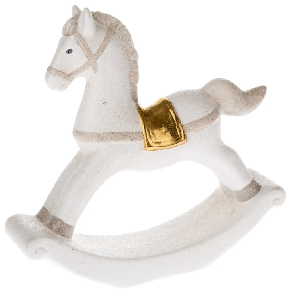 Porcelanowy konik na biegunach, biały, 17,5 x 16,5cm