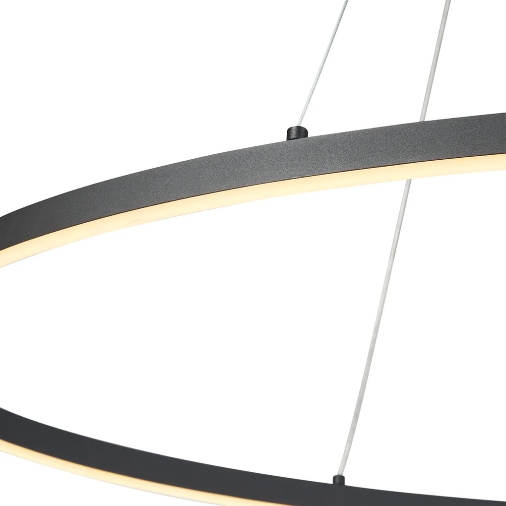Designerska lampa wisząca czarna owalna 120 cm z LED z 3-stopniową regulacją ściemniania - OvalloDesignerski Oswietlenie wewnetrzne