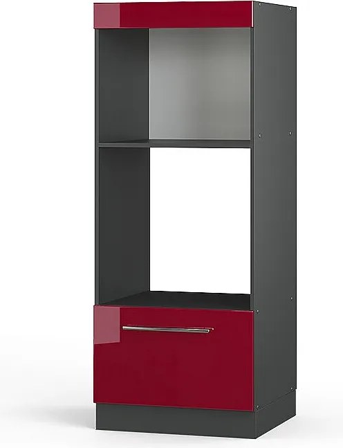 Szafka do mikrofalówki bordowa czerwień wysoki połysk 60x58.1x153.6 fame-line