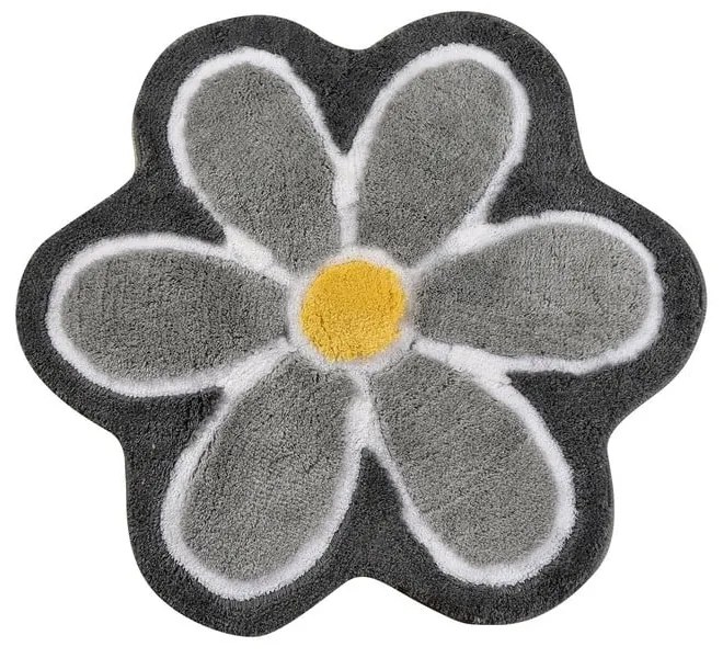 Szary dywanik łazienkowy ø 90 cm Flower – Foutastic