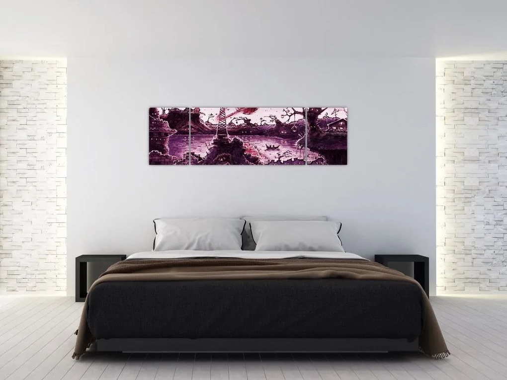 Obraz - Zaczarowana wioska (170x50 cm)