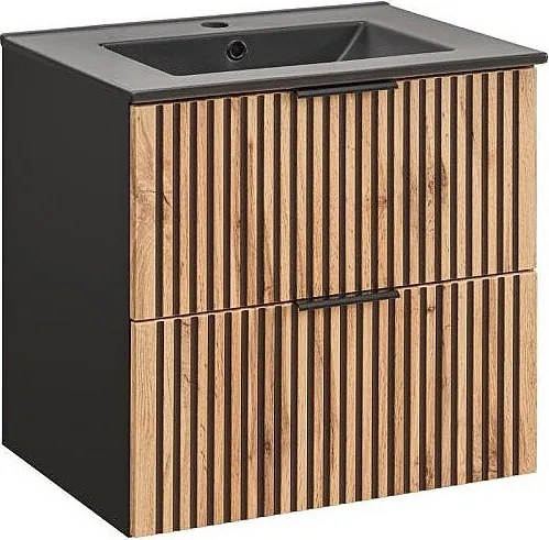 Szafka pod umywalkę XILO BLACK WOTAN 82 60cm czarna/dąb