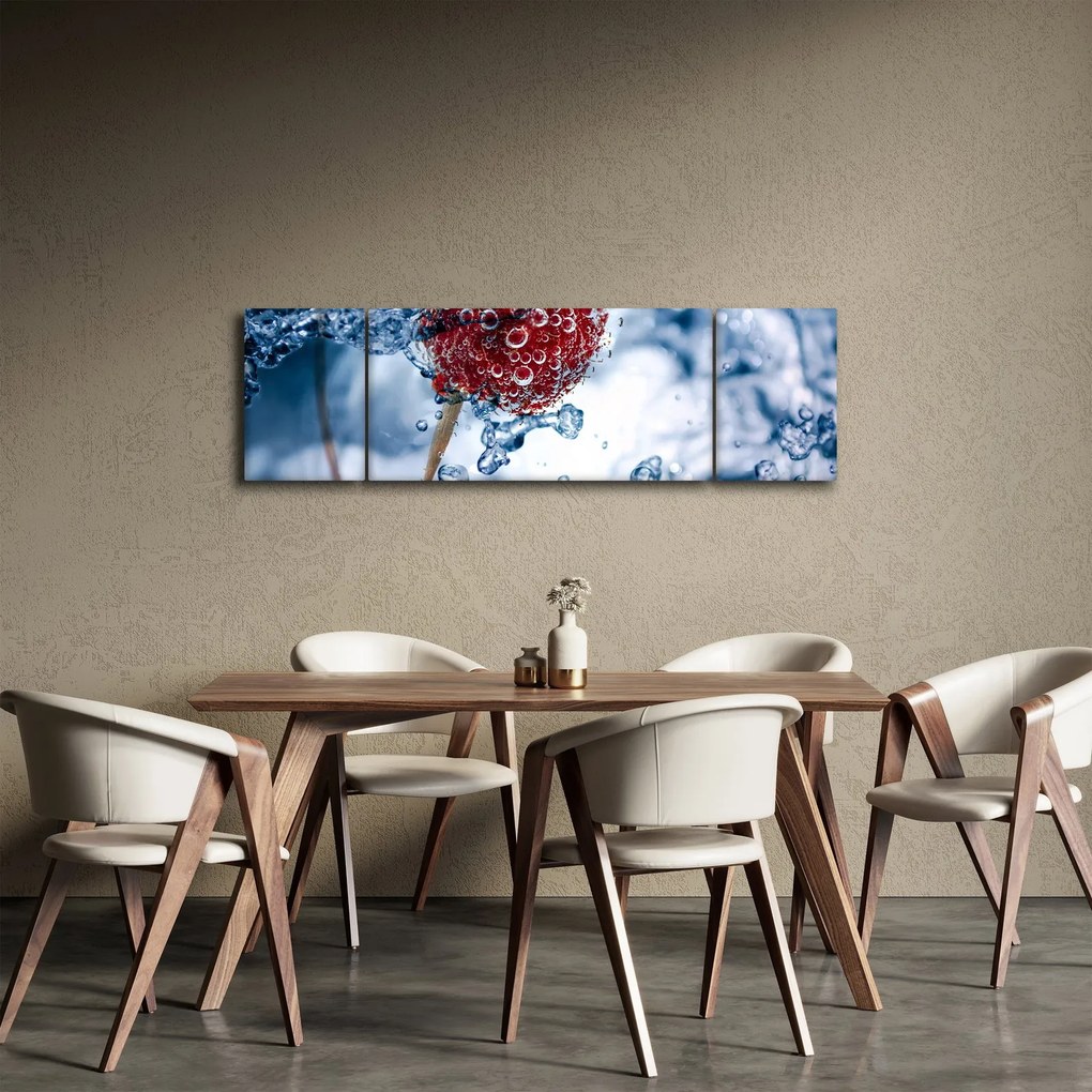 Obraz - szczegół maliny w wodzie (170x50 cm)