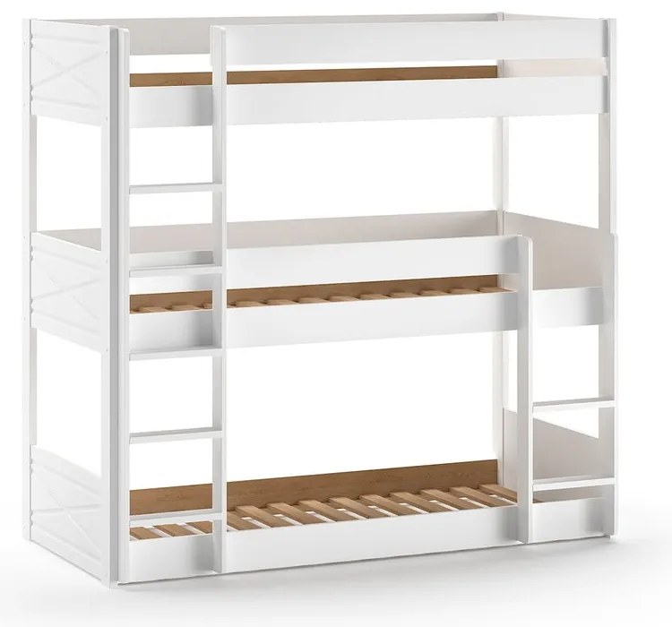 Białe piętrowe łóżko dziecięce z litego drewna sosnowego 90x200 cm Scott – Vipack