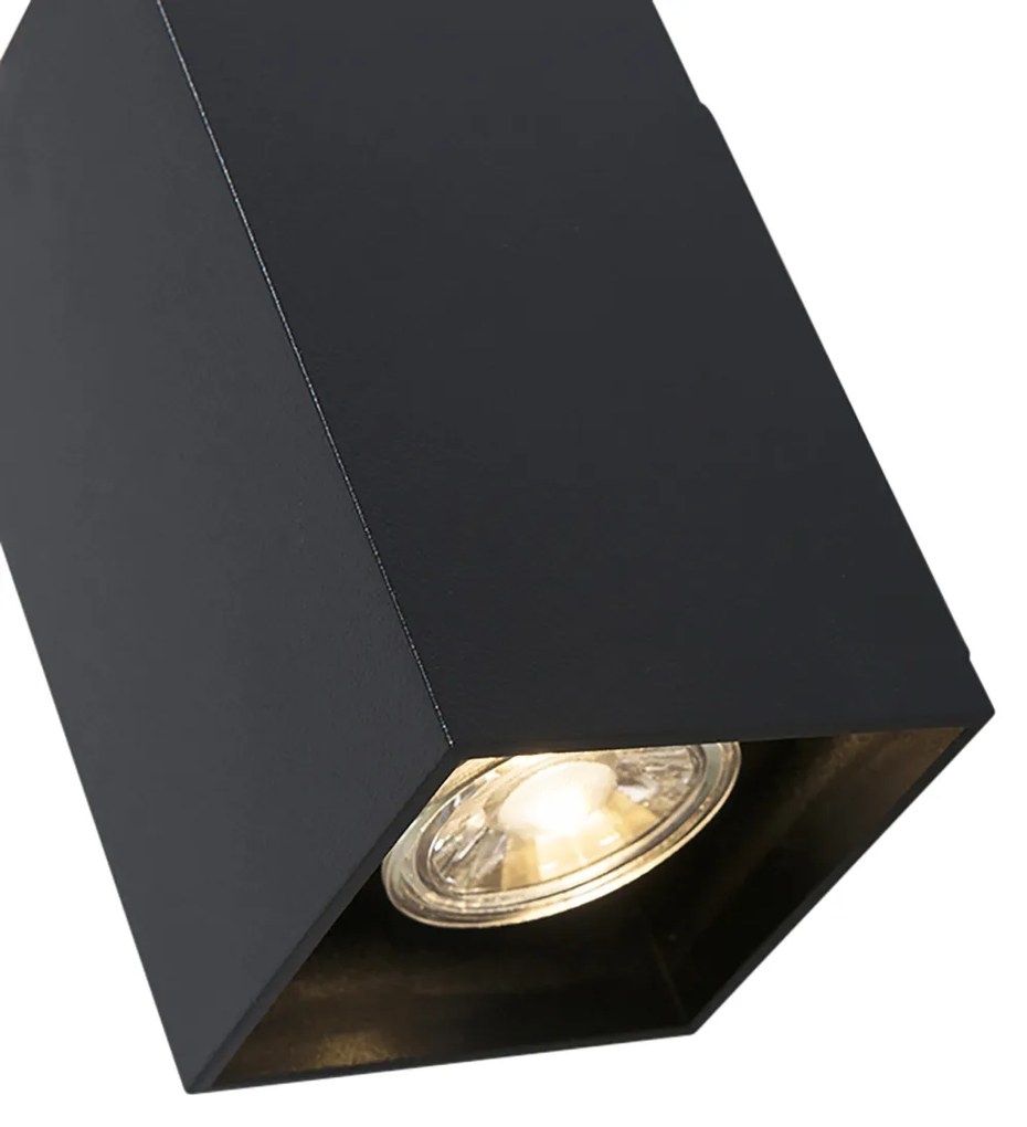Zestaw 2 Nowoczesnych lamp ściennych czarnych kwadratowych 2-światłowych - Sandy Nowoczesny Oswietlenie wewnetrzne