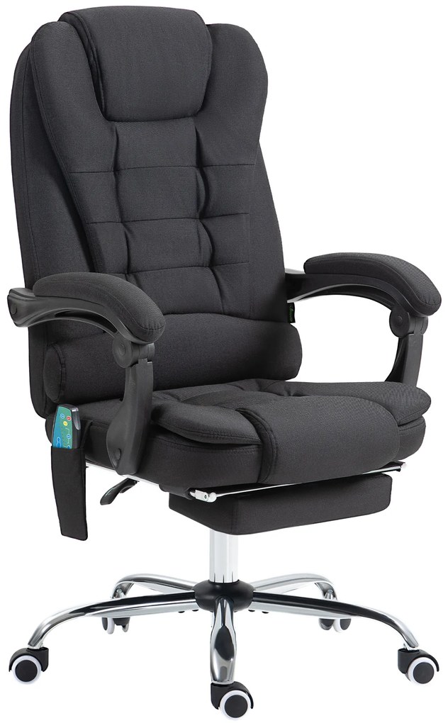 Vinsetto fotel biurowy do masażu krzesło obrotowe 6-punktowy masaż i ogrzewanie ergonomiczny odchylany do 135° z pilotem do 120 kg czarny | Aosom PL