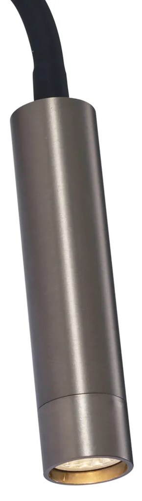 Nowoczesny Kinkiet / Lampa scienna w kolorze metalu z portem USB-C - Gosna Nowoczesny Oswietlenie wewnetrzne