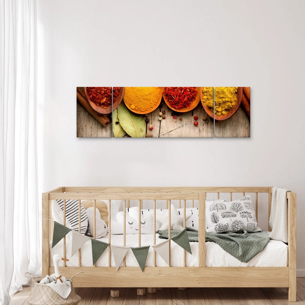 Obraz - Przyprawy na drewnie (170x50 cm)