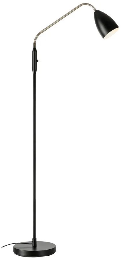 Czarna lampa stojąca LED ze ściemniaczem z metalowym kloszem (wysokość 140 cm) Patro – Markslöjd