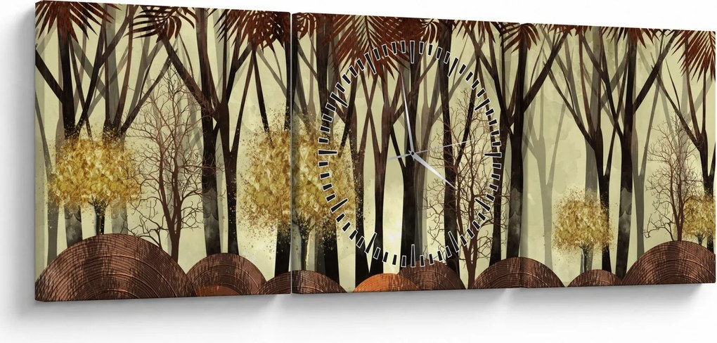 Obraz - Las dekoracyjny (z zegarem) (90x30 cm)