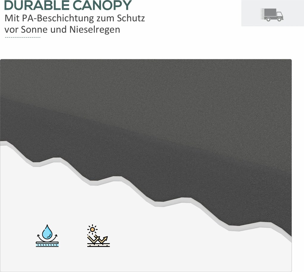 Outsunny Parasol ogrodowy, Parasol boczny, dekoracyjny rant, dach wentylacyjny, rama metalowa, 2,4x2,4x2,6m, Ciemnoszary