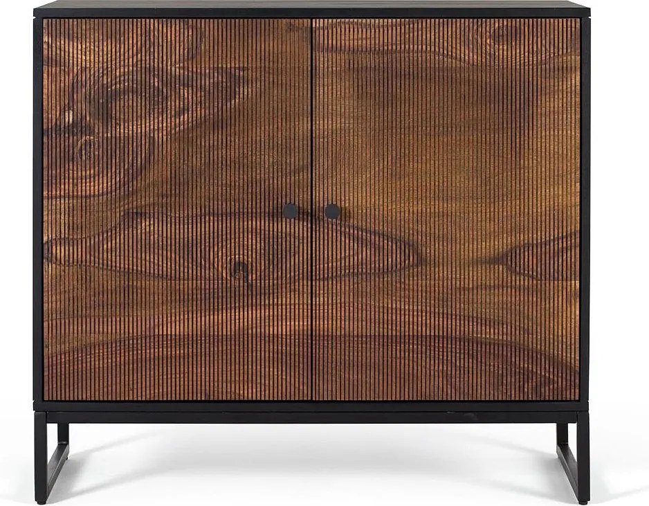 Konsola z drewnianego palisandru i manguieru z metalem