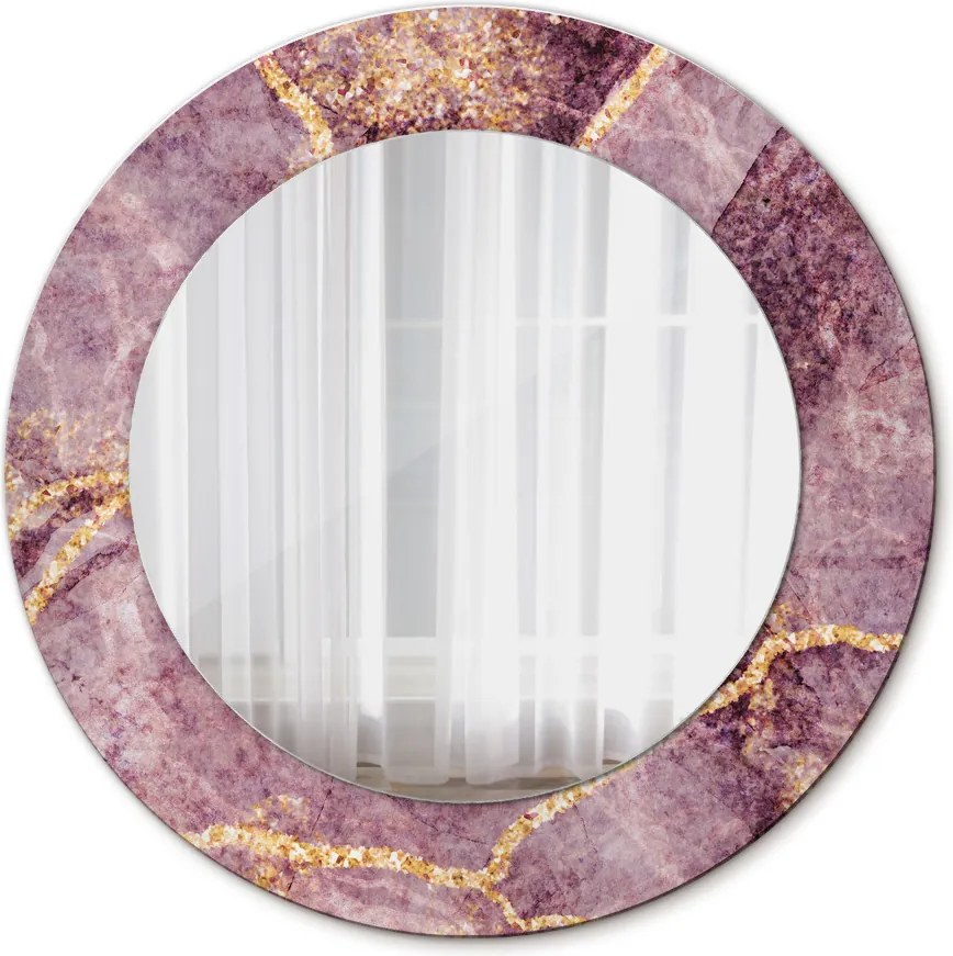 Lustro dekoracyjne okrągłe Marmur z dodatkiem złota