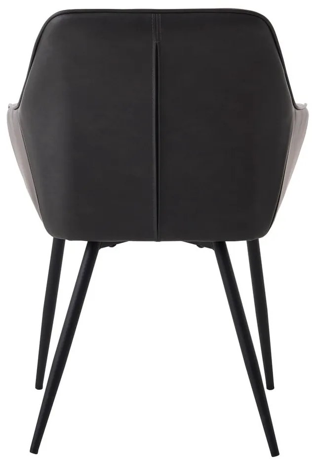 Ciemnoszare krzesła z imitacji skóry z podłokietnikami zestaw 2 szt. Nolan Square – Unique Furniture